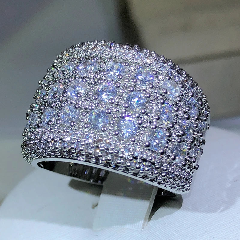 925 Sterling Silver Round Zircon Engagement Ring for Women | Wedding Band | Sizes 5–10 | Gift Box Included