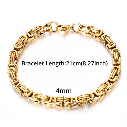 Newest 316L Stainless Steel Bracelet Men Women Wholelsale Wristband 4mm Gold Color Male Hand Chain Link Bracelet Hip Hop Jewelry