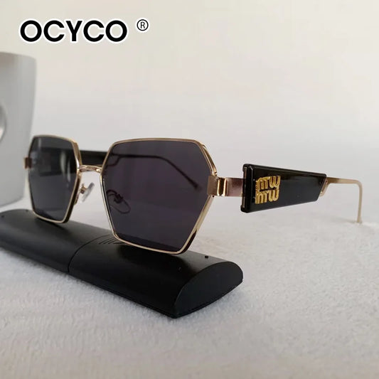 Trendy Polygon Sunglasses Women Men Vintage Metal Frame Shades UV400 Brand Designer Punk Eyewear Fashion Street Shot Sun Glasses