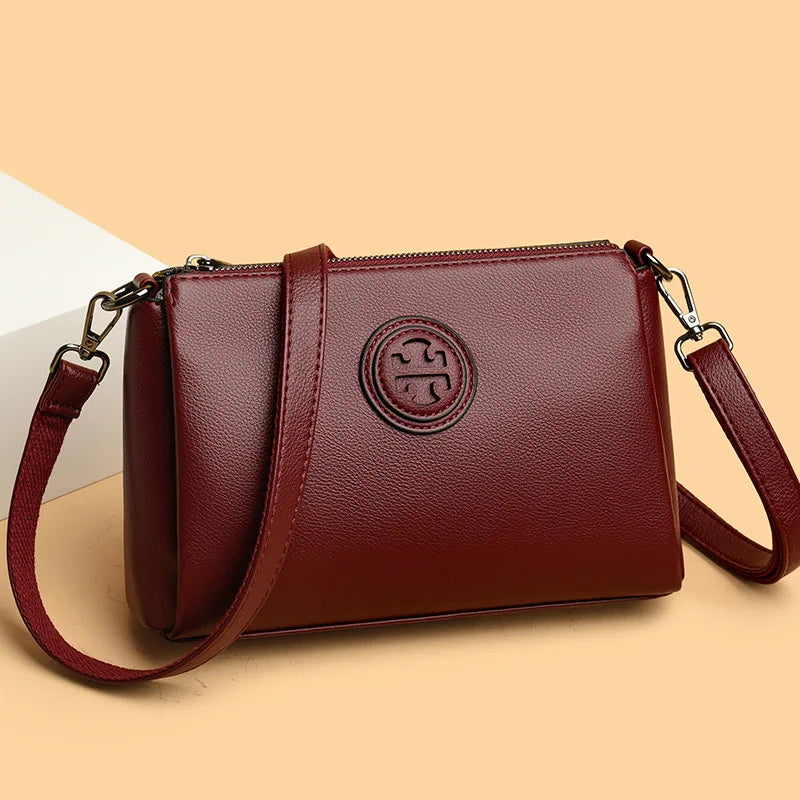 2025 Luxury Genuine Leather Handbag for Women - Soft Leather Shoulder Tote & Crossbody Bag for Middle-Aged Ladies & Mothers