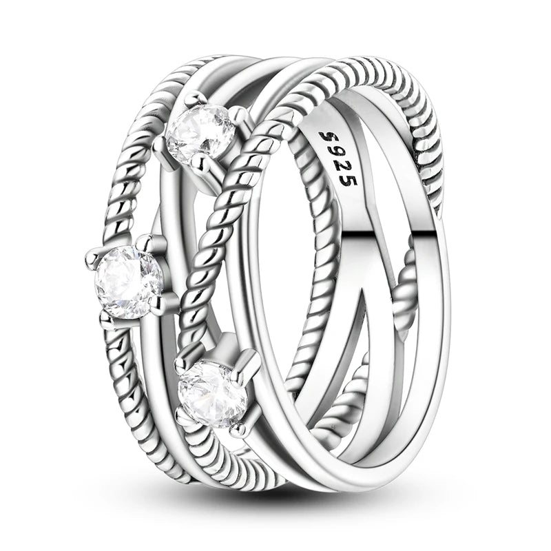 925 Sterling Silver Cross Multi-Ring | Zircon Wedding & Anniversary Ring for Women