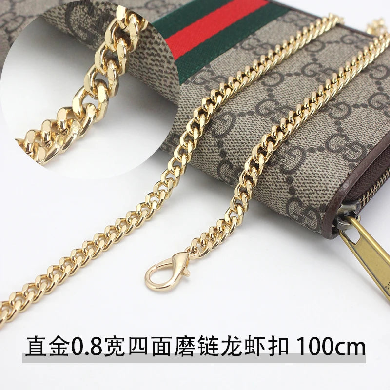 Long Zipper Wallet Chain Accory Handbag Strap DIY Coffee Leather Strip Single oulder Crossbody Bag Chain Replacement