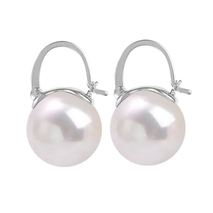 Sterling Silver Pearl Hook Earrings - 18K Gold Elegant Wedding Designer Jewelry for Women