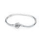 Original Sterling Silver Bracelet Love Heart Clasp Charms Beads Snake Chain Bracelets Bangles Luxury Jewelry For Women Gift