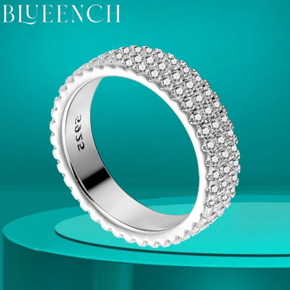 Full Moissanite Eternity Band - 925 Silver & 18K White Gold Plated, D Color VVS1 GRA