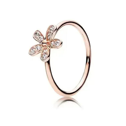 New 925 sterling silver classic rose gold ring, sparkling water droplet crown charm ring, ladies' light luxury exquisite gift