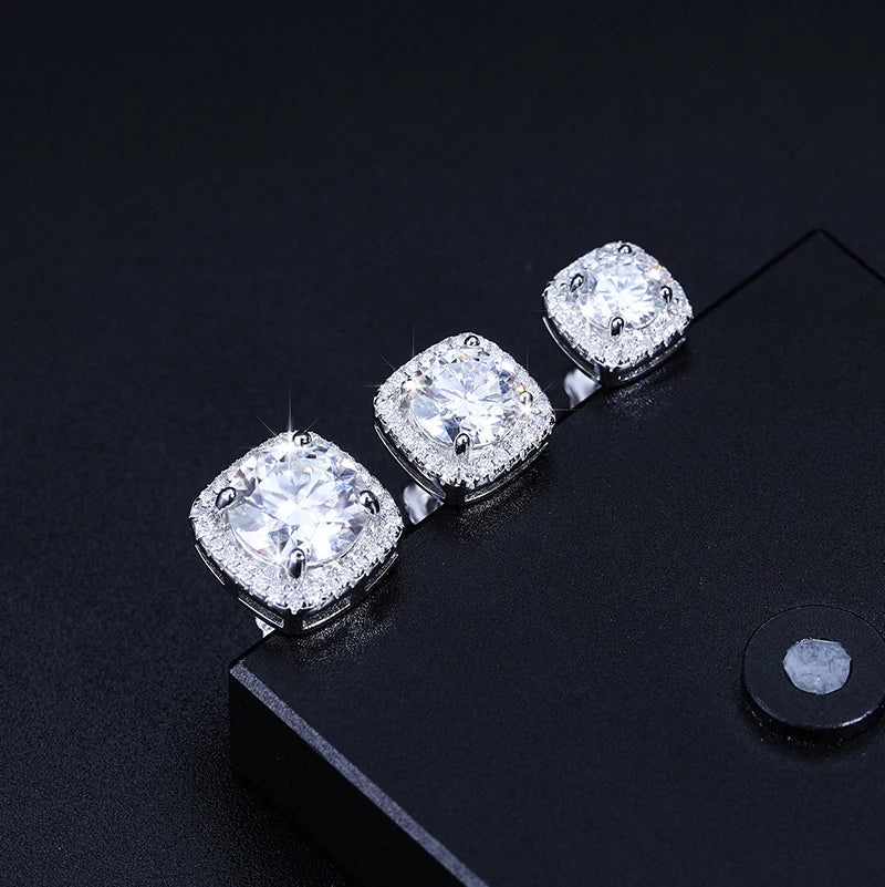 Round Cut Moissanite Stud Earrings — D Color VVS1 925 Silver & 18K Gold | GRA Certified
