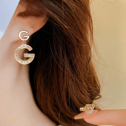 New Fashion Luxury Korean Fashion Big Letter G Jewelry Earrings GG Charming Drop Earring For Female Designer Party Wedding Gift