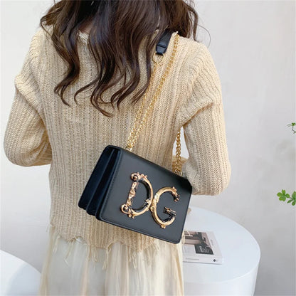 Elegant Tassel Handbag - Classic Small Square Shoulder Bag with Letter Detail
