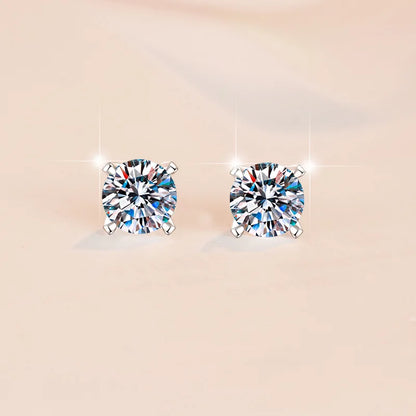 Moissanite Stud Earrings - 925 Sterling Silver & 18K White Gold, 4mm to 8mm, NGGC Certified