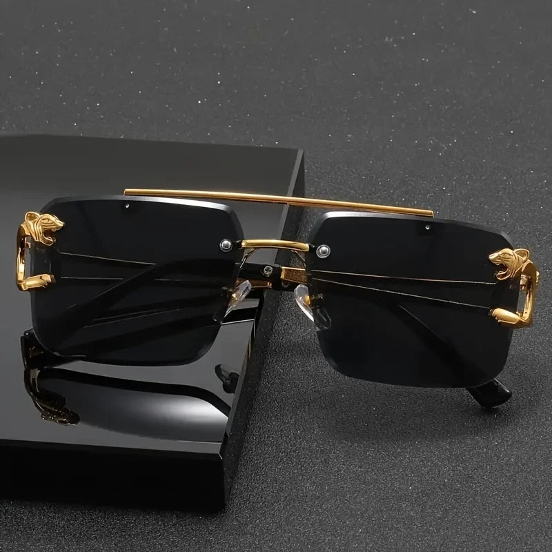 CEYYOR Vintage Punk Frameless Sunglasses — Golden UV400 Anti-Reflective | Women & Men