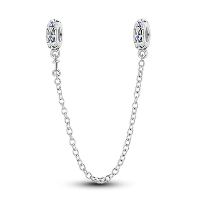 925 Sterling Silver Heart, Infinity & Triple Jewel Safety Chain Charm | Fits Pandora & Most Bracelets