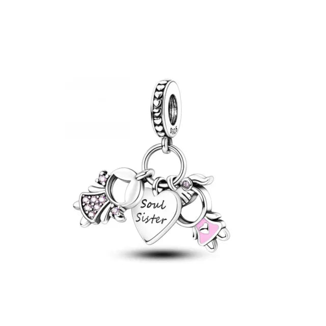 Sterling Silver Sunflower Best Friend Charm Bead - Bracelet Accessory