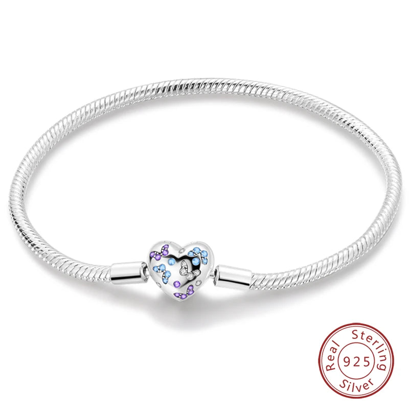 Sterling Silver Butterfly Zircon Bracelet - Colorful Crystal Wedding Jewelry