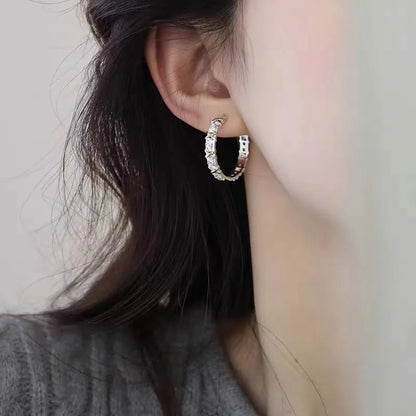 Design  Luxury Zircon Earrings -  Fashionable Gold Silver Metal Accessories for Women