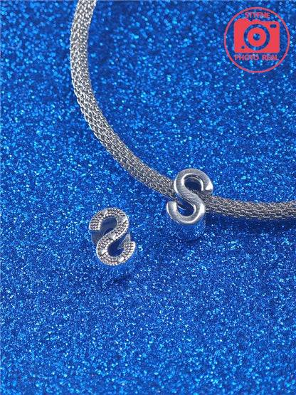 925 Sterling Silver Alphabet Letter Charm Bead | A-Z English Letters Fit Pandora Bracelets for Women