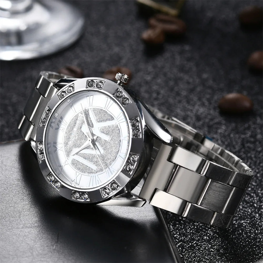 Minimalist Diamond Quartz Watch - Stainless Steel Bracelet Watch for Women & Men