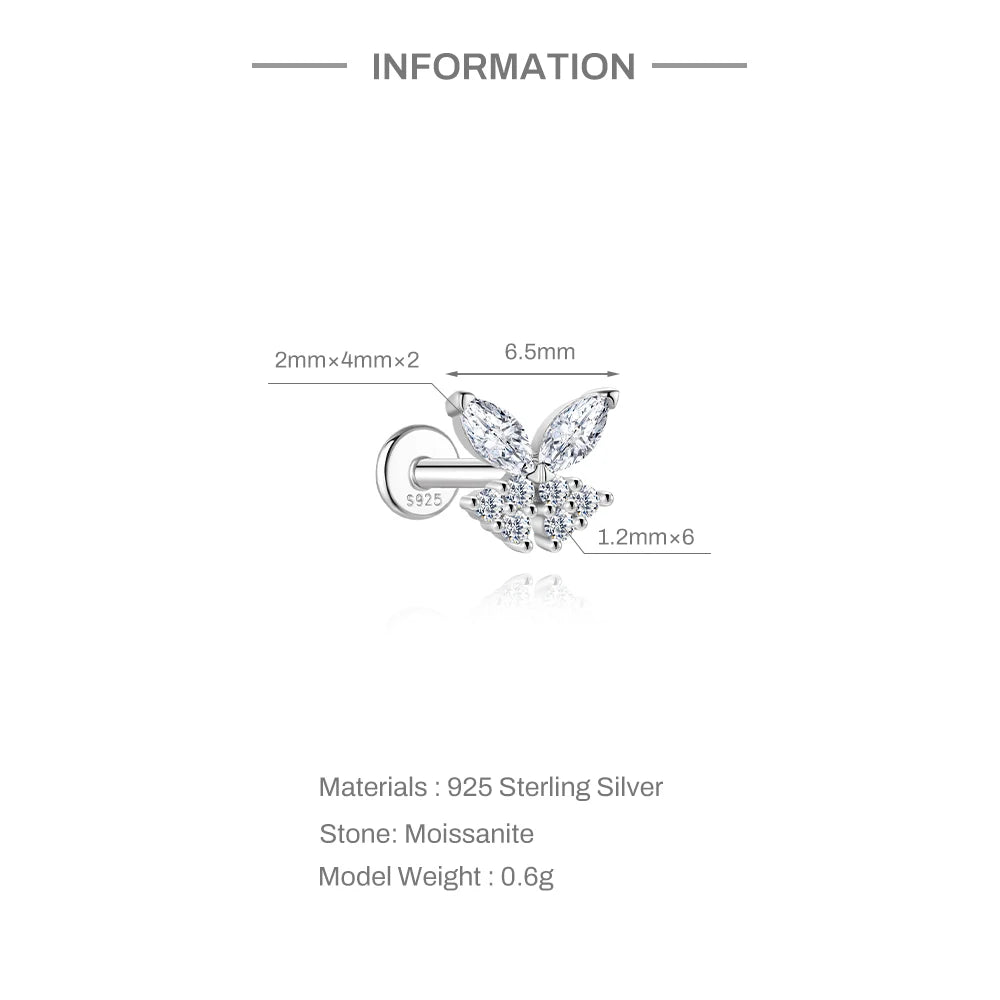 Moissanite Stud Earrings - 925 Sterling Silver, 0.03-1.2ct, D Color, GDTC Certified
