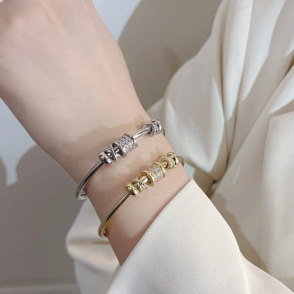 UILZ Gold Plated Cuff Bangle Copper Material Cubic Zircon Stone Rhodium Plated Size Adjustable Cuff Bracelet Girl Fashion Gifts