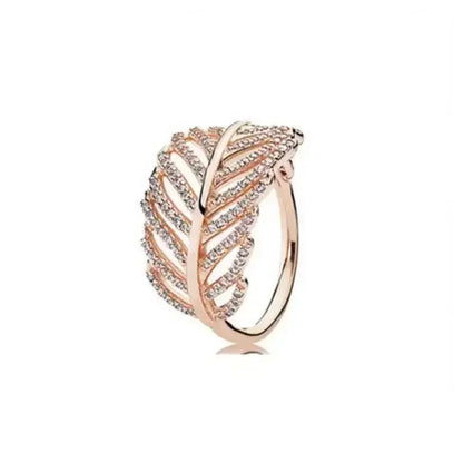 New 925 sterling silver classic rose gold ring, sparkling water droplet crown charm ring, ladies' light luxury exquisite gift