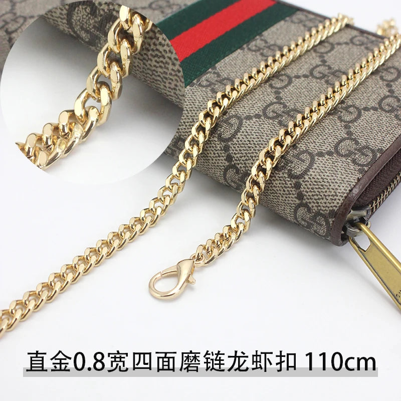 Long Zipper Wallet Chain Accory Handbag Strap DIY Coffee Leather Strip Single oulder Crossbody Bag Chain Replacement