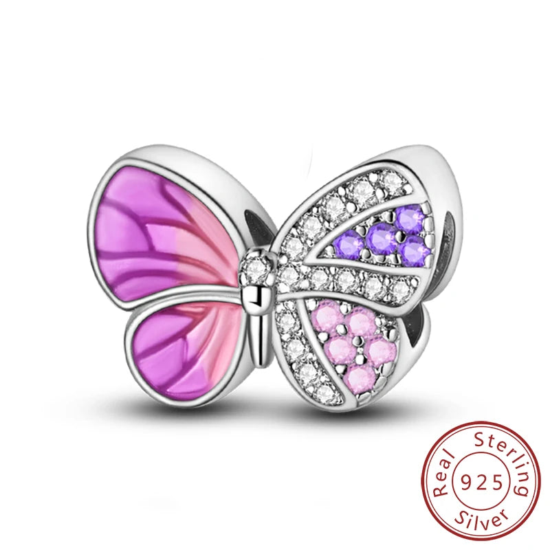 925 Sterling Silver Pink Pendant Charm Bead | Fits Pandora Bracelets & Necklaces | DIY Fine Jewelry