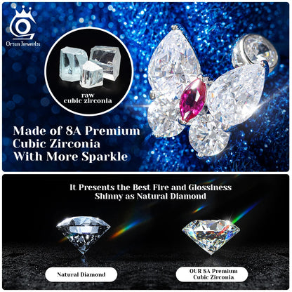 ORSA JEWELS 925 Sterling Silver Oval Zirconia Stud Earrings | 8A Premium Cubic Zirconia