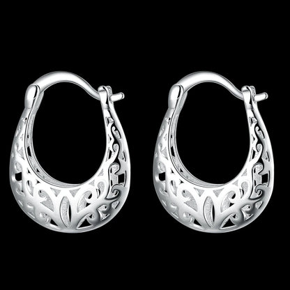 New Sterling Silver Earrings for Women high quality Jewelry Hollow Carved Christmas Gifts Trendsetter