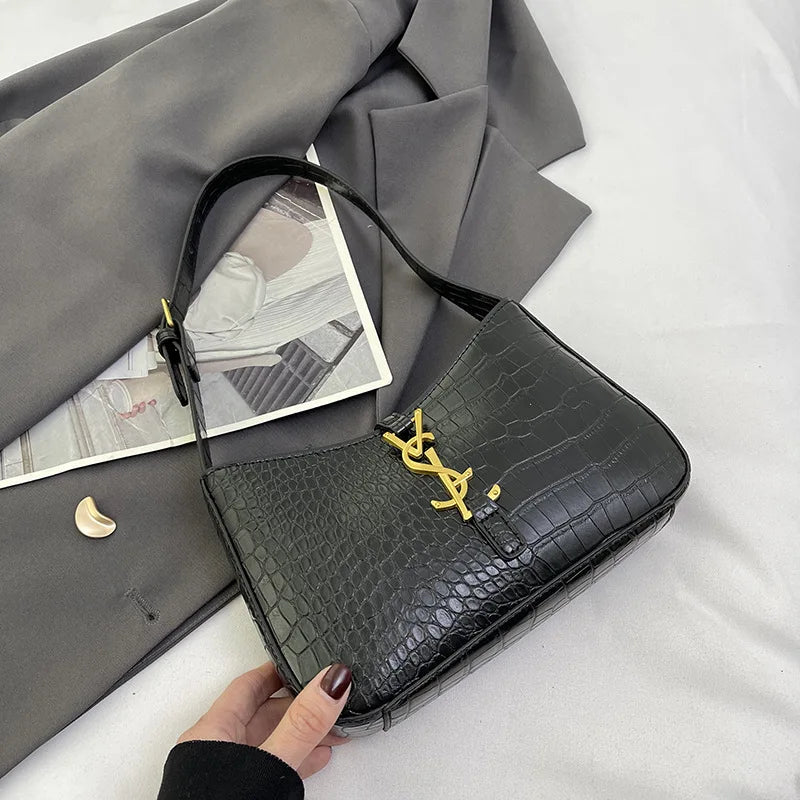 2025 New Fashion Favorite Fashion Crocodile Pattern Stick Bag Women's Fashion Trend Handbag Casual Single Shoulder Underarm Bag