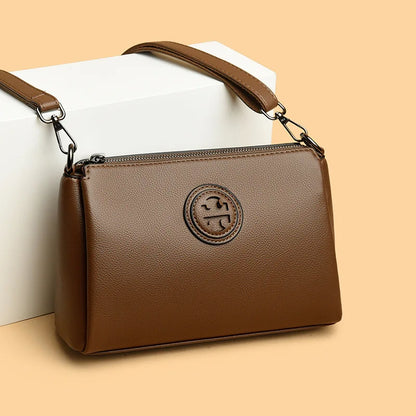 2025 Luxury Genuine Leather Handbag for Women - Soft Leather Shoulder Tote & Crossbody Bag for Middle-Aged Ladies & Mothers