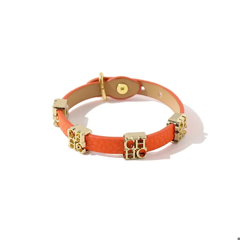CH Women's Fashion Bracelet Metal Letter Decoration Ladies Vintage Simple Classic Hundred Stainless Steel Swirl Bracelet