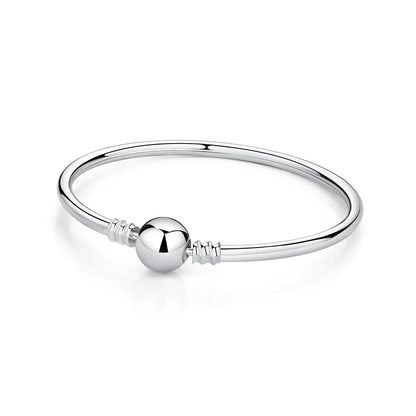 Original Sterling Silver Bracelet Love Heart Clasp Charms Beads Snake Chain Bracelets Bangles Luxury Jewelry For Women Gift