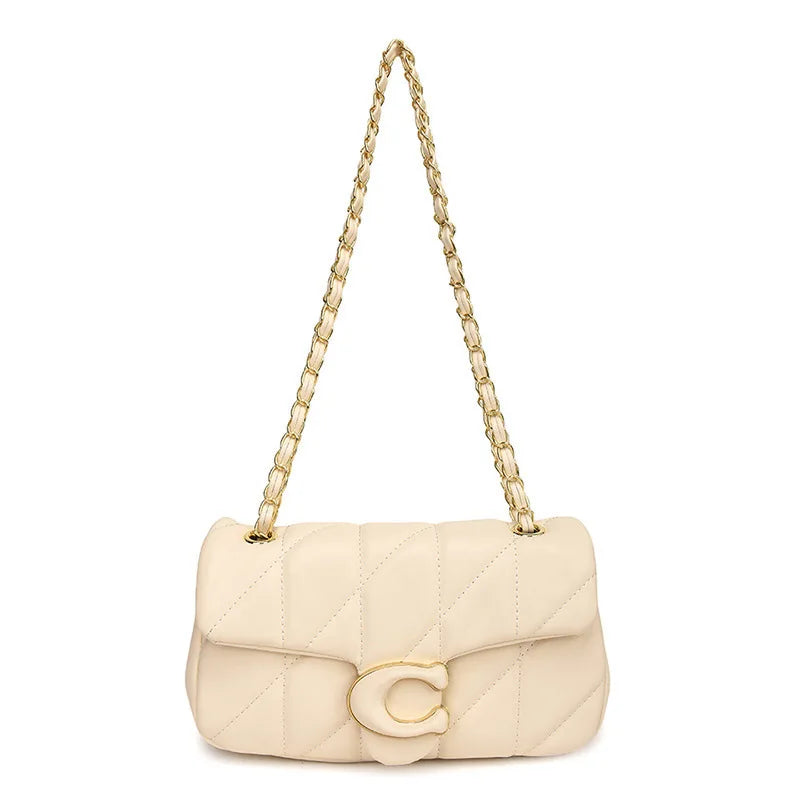 2025 new diamond striped small fragrant embroidery thread bag chain bag high-quality shoulder crossbody bag