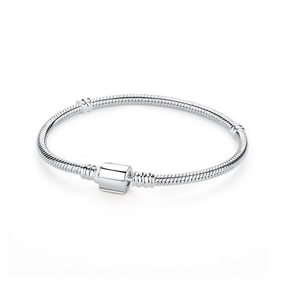 Original Sterling Silver Bracelet Love Heart Clasp Charms Beads Snake Chain Bracelets Bangles Luxury Jewelry For Women Gift
