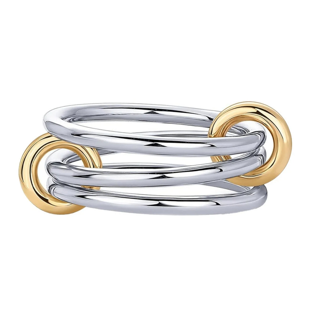 Trendy 4-Piece Stackable Ring Set - Two-Tone 18K Gold Plated Zircon Rings