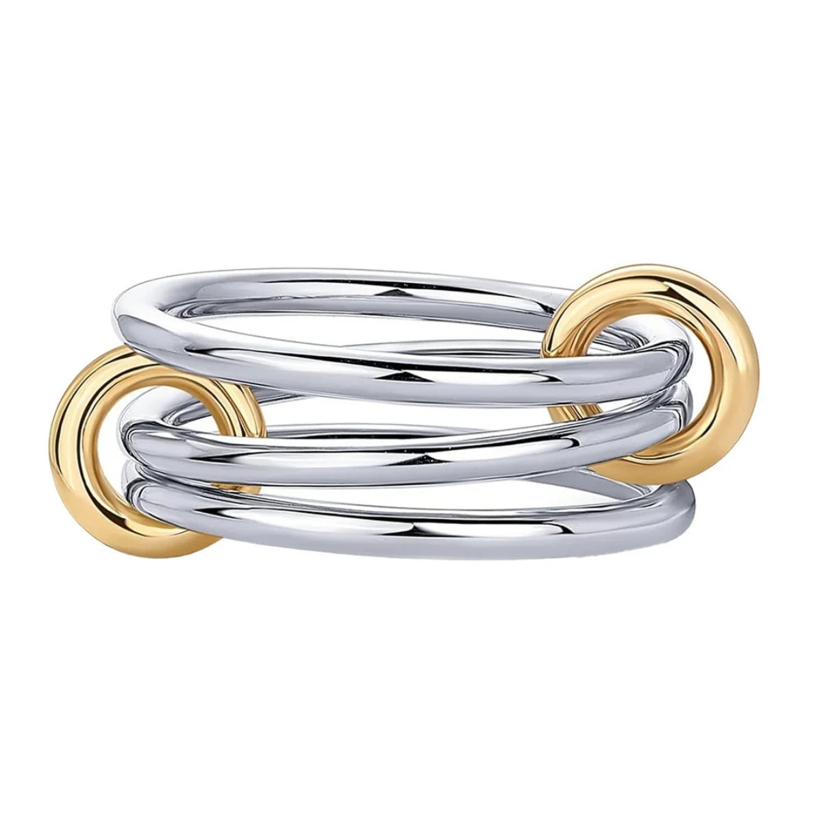 Trendy 4-Piece Stackable Ring Set - Two-Tone 18K Gold Plated Zircon Rings