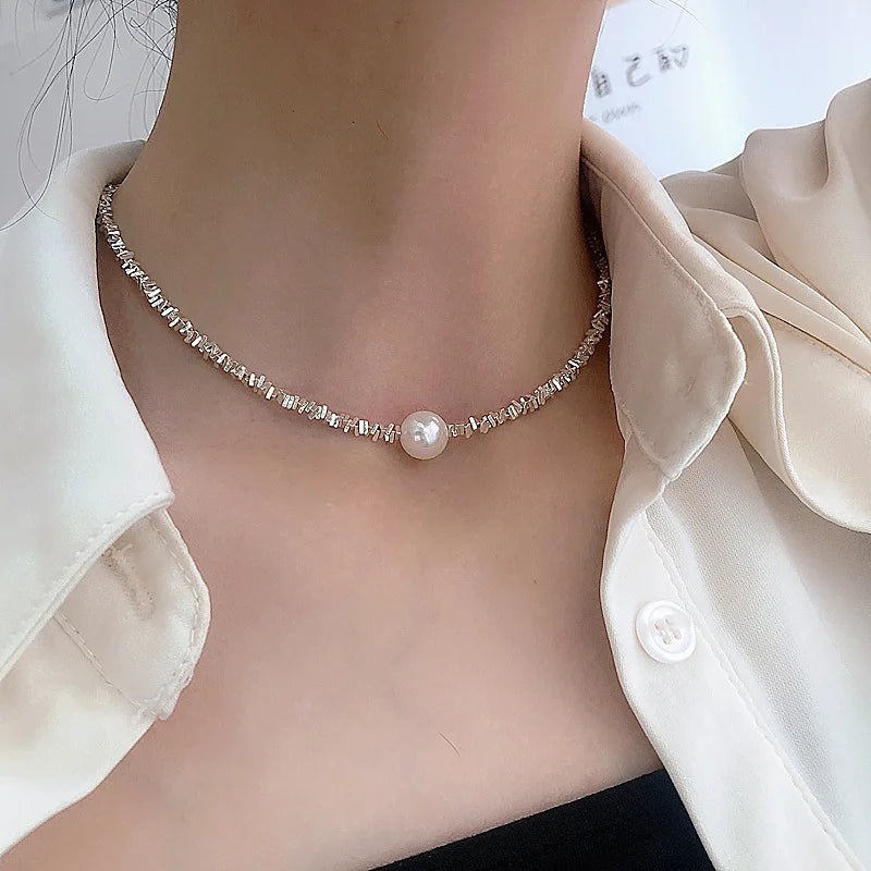 925 Sterling Silver Freshwater Pearl Chain Necklace for Women | Fine Jewelry | Wedding, Party & Birthday Gift