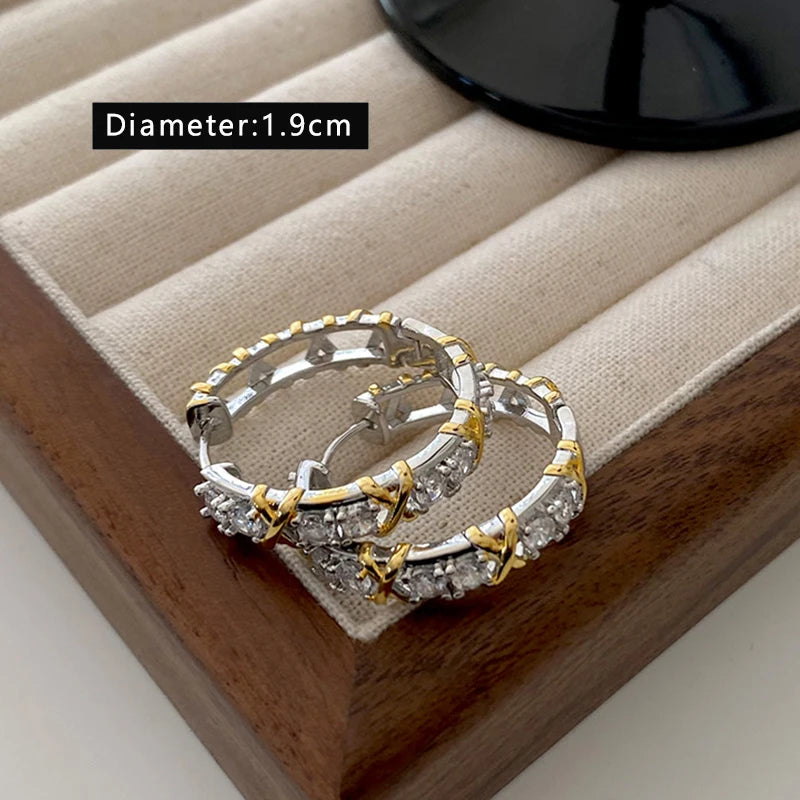 Design  Luxury Zircon Earrings -  Fashionable Gold Silver Metal Accessories for Women