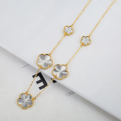 Plant Five Leaf Flower Double sided Plum Blossom Jewelry Set Necklace Earrings New Design Natural Stone Women High Quality Clove