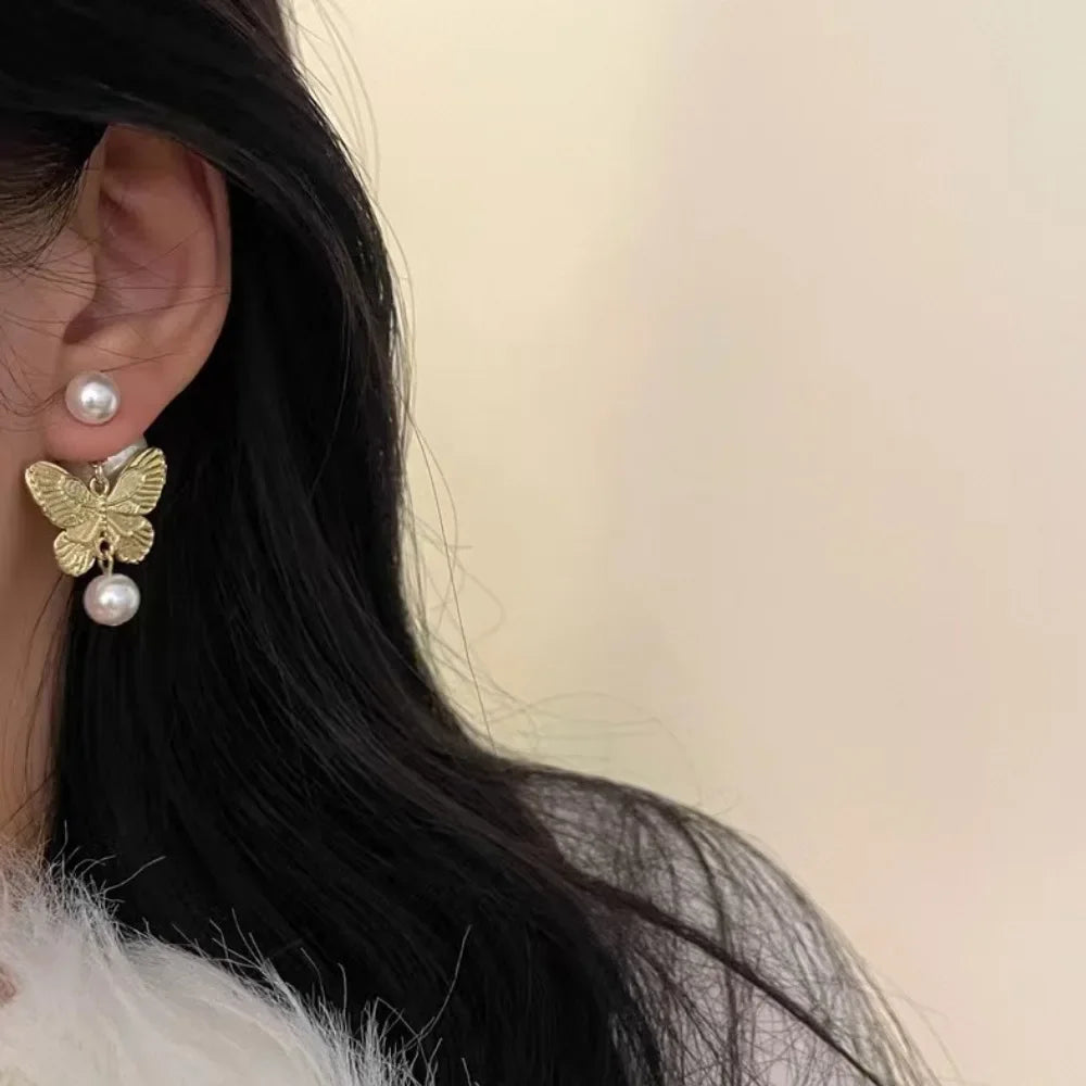 Butterfly Pendant Earring Classic Designer Jewelry Fashion Pearl Butterfly Design Jewelry Luxury Women's Earrings Christmas Gift