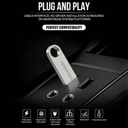 USB Flash Drive | High-Speed USB 2.0 Metal Pen Drive | 4GB to 128GB | Silver & Black