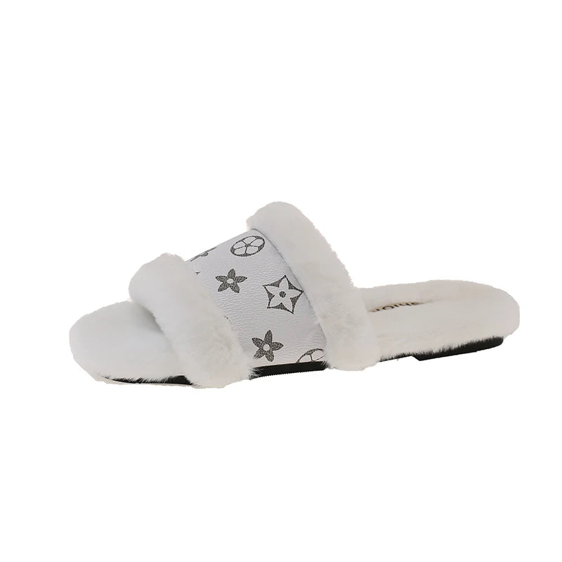 Women's Furry Flip Flop Slippers - Plush Summer Party Slides