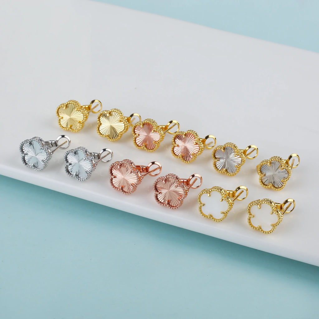 Plant Five Leaf Flower Double sided Plum Blossom Jewelry Set Necklace Earrings New Design Natural Stone Women High Quality Clove
