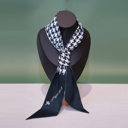 Silk Scarf Ribbon Hair Tie for Women Long Printed Accessory Bag Handle Decoration Neck Wrap Stylish Headband Multiuse