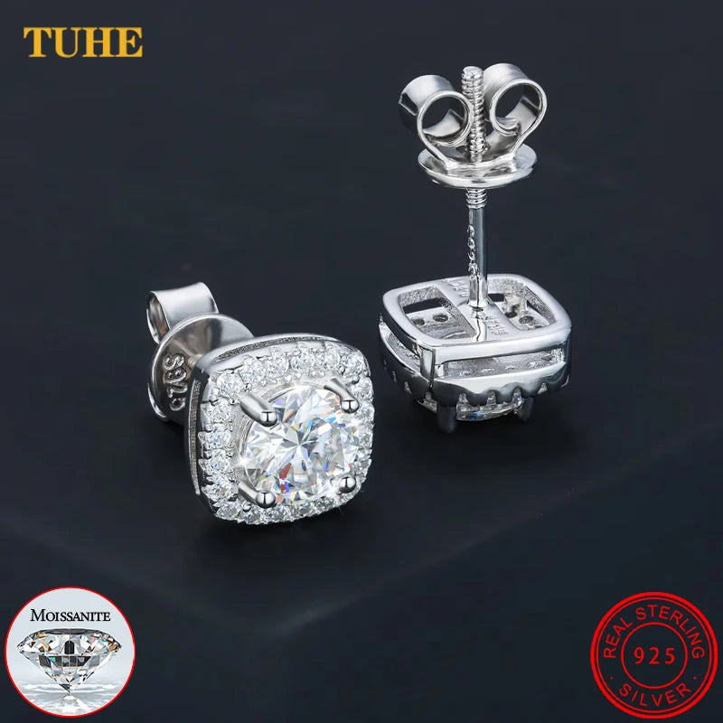 Round Cut Moissanite Stud Earrings — D Color VVS1 925 Silver & 18K Gold | GRA Certified