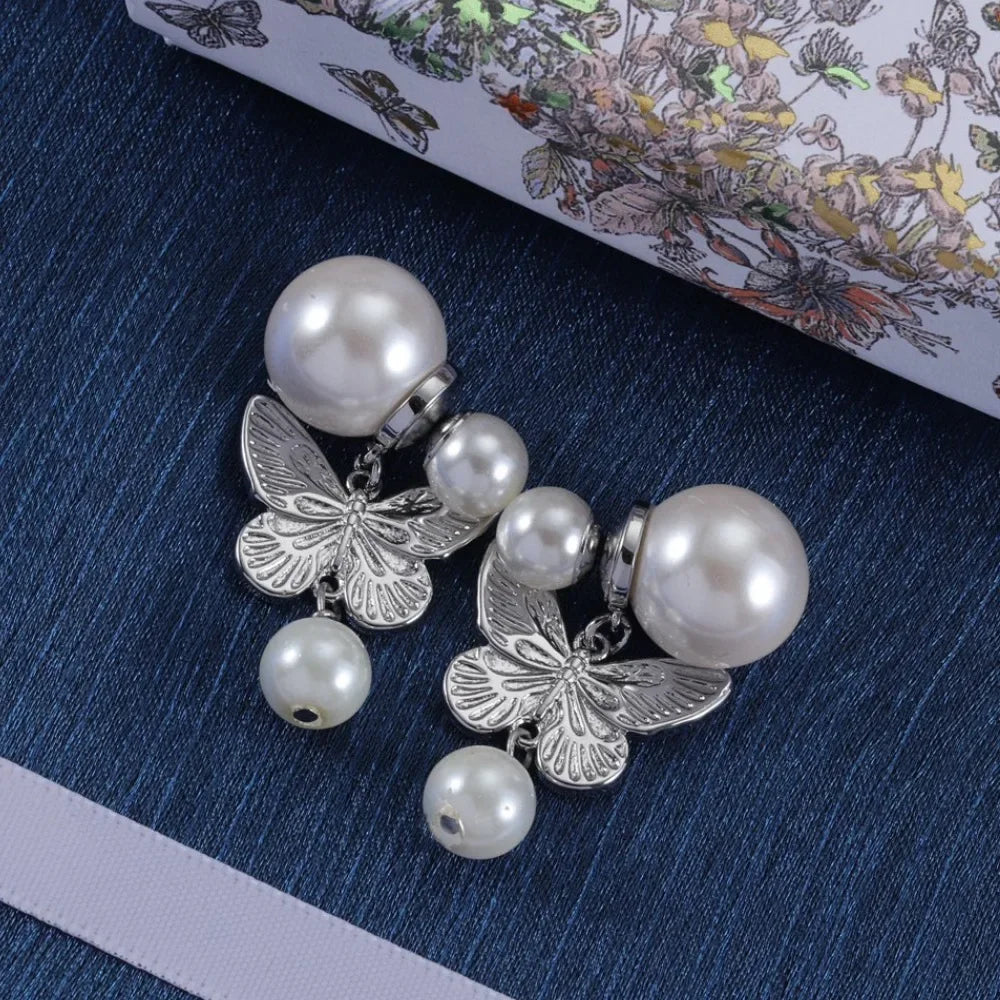Butterfly Pendant Earring Classic Designer Jewelry Fashion Pearl Butterfly Design Jewelry Luxury Women's Earrings Christmas Gift