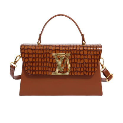 2025 Trendy Women's Shoulder Bag - Large Capacity, Glossy Leather with Letter Print, Adjustable Strap for Daily Use