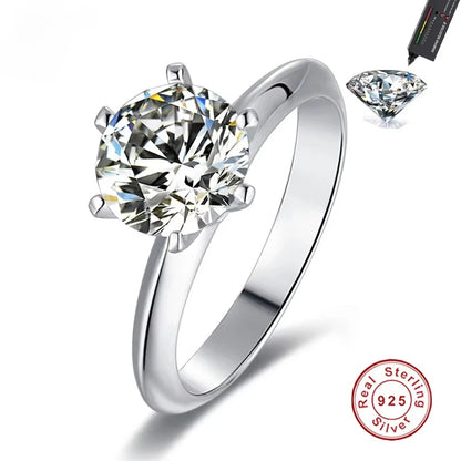 Real Moissanite Solitaire Ring — D Color VVS1 925 Silver | 1–3ct Engagement
