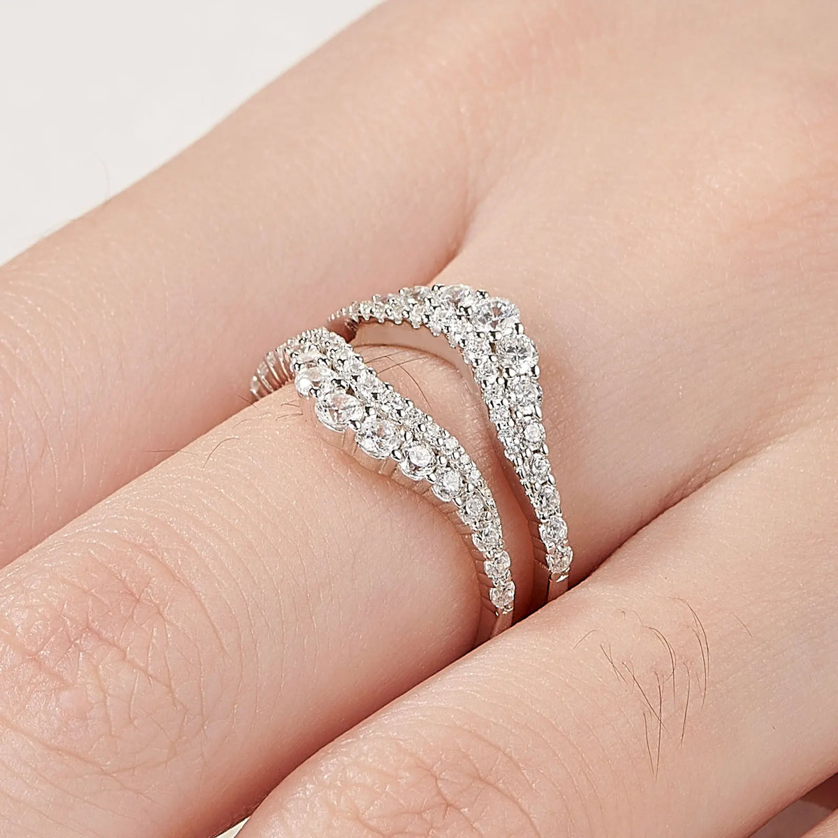 Moissanite Eternity Wedding Band — 70 Stones D VVS1 925 Silver | Ring Enhancer