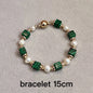 Natural Freshwater Pearl & Synthetic Malachite Jewelry | 14K Gold Plated Necklace, Bracelet & Earrings | Vintage Style
